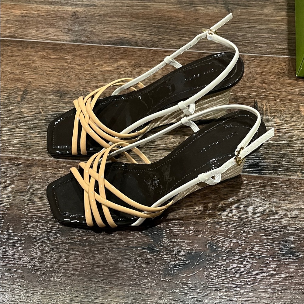 New Tory Burch Multi Strap 75MM Wedge Sand - Picture 6 of 7